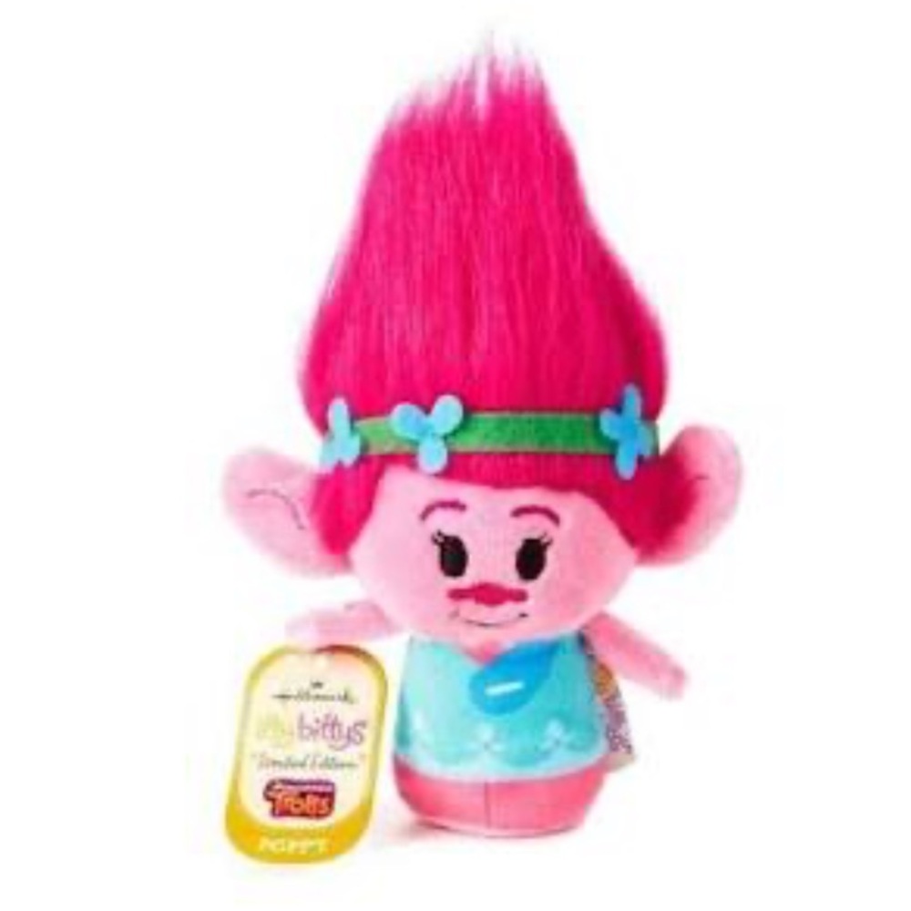 Hallmark Itty Bittys Trolls Poppy Plush - Pink and Blue